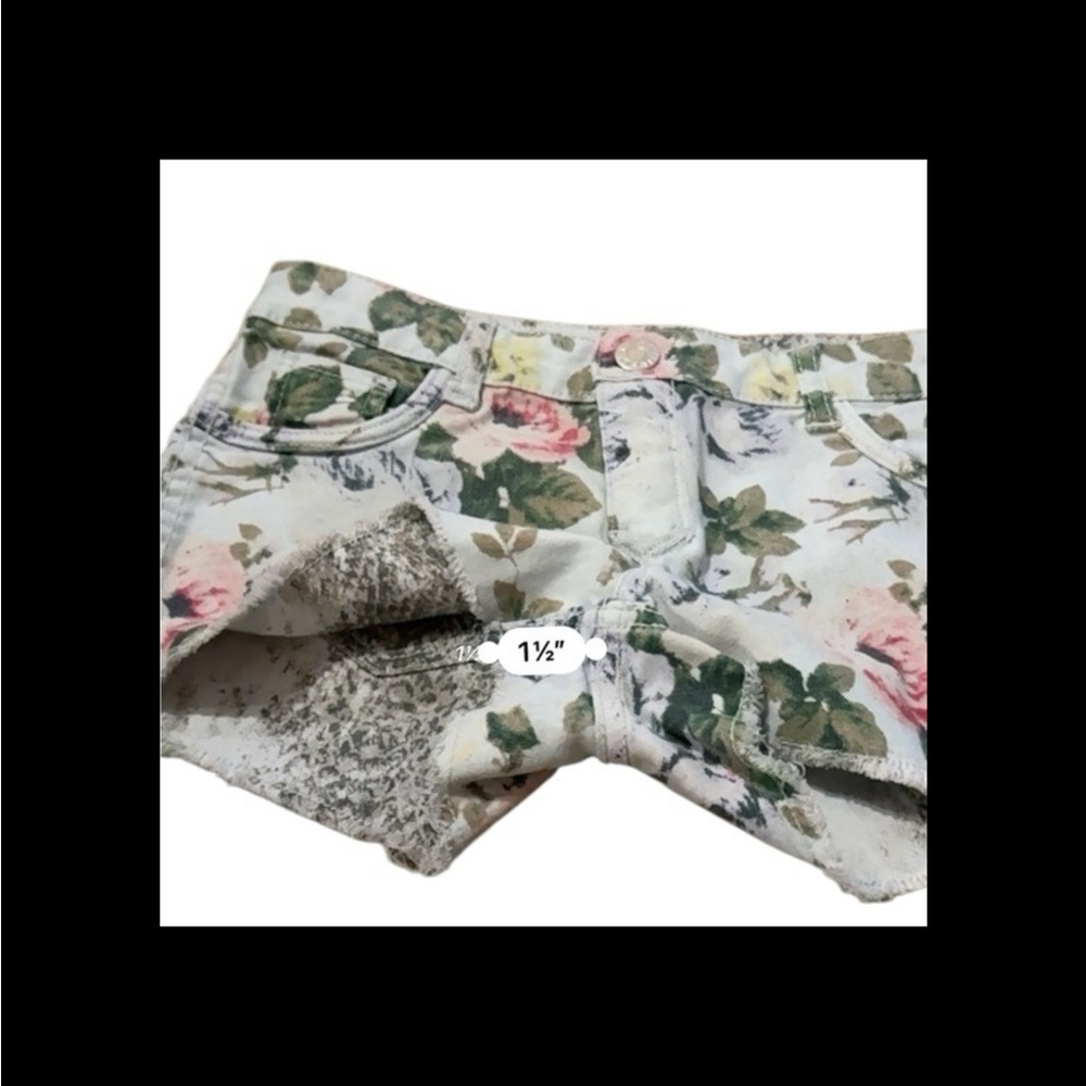 Floral Print Denim Shorts